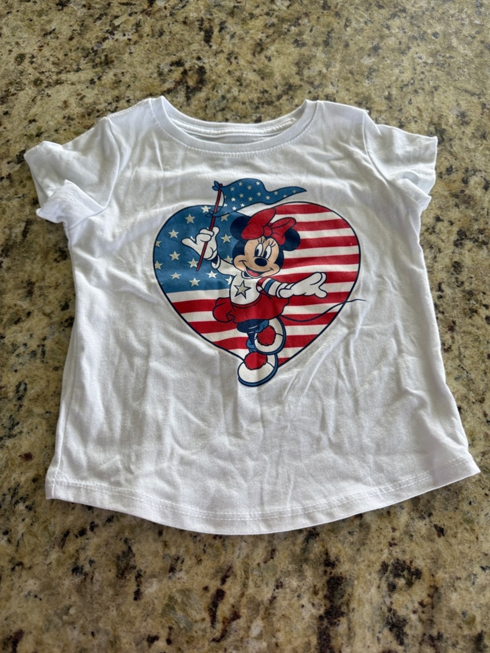 Disney Minnie Mouse Patriotic Heart Tee in White, Red & Blue